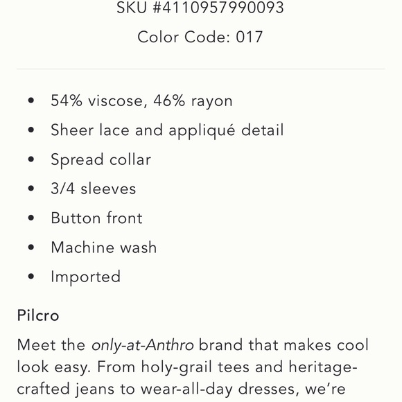 Pilcro the Quincy Cream Lace Button-Down Blouse - Picture 8 of 8